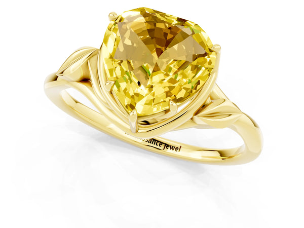 Yellow gold Heart Cut Yellow Sapphire Solitaire Ring with Twist Band and Four-Prong Setting