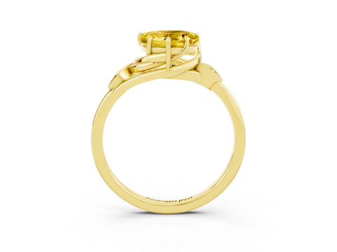 Yellow gold Heart Cut Yellow Sapphire Solitaire Ring with Twist Band and Four-Prong Setting_27