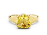 Yellow gold Heart Cut Yellow Sapphire Solitaire Ring with Wide Band and Prong Setting_24