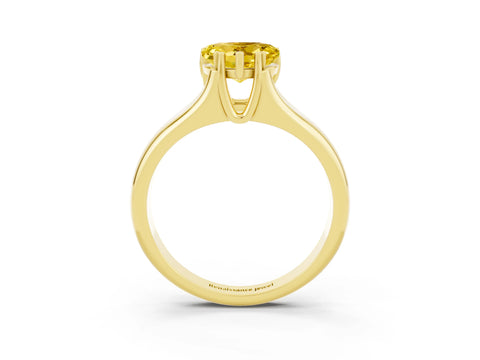 Yellow gold Heart Cut Yellow Sapphire Solitaire Ring with Wide Band and Prong Setting_27