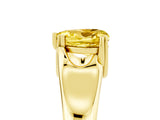 Yellow gold Heart Cut Yellow Sapphire Solitaire Ring with Wide Band and Prong Setting_29