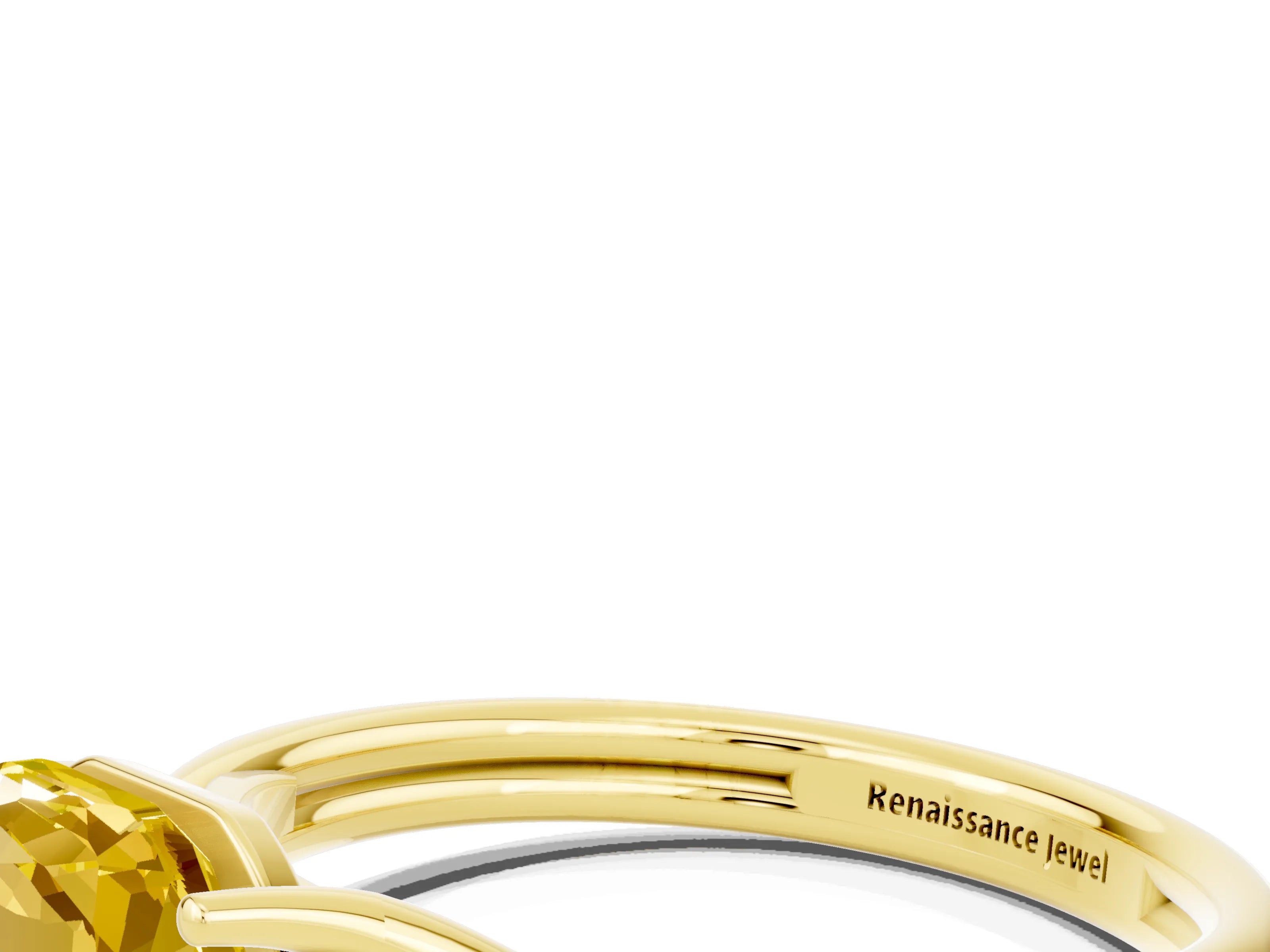 Yellow gold Heart Cut Yellow Sapphire Solitaire Twist Band Prong Setting Ring_84