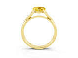 Yellow gold Heart Cut Yellow Sapphire Solitaire Twist Band Prong Setting Ring_87