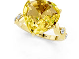Yellow gold Heart Cut Yellow Sapphire Solitaire Twisted Band with Round  Accents and Prong Setting_13
