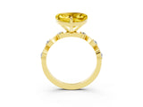 Yellow gold Heart Cut Yellow Sapphire Solitaire Twisted Band with Round  Accents and Prong Setting_15