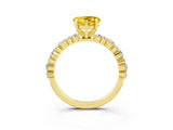 Yellow gold Heart Cut Yellow Sapphire Solitaire with Side Stones, Pave Band, Four-Prong Setting_63