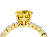 Yellow gold Heart Cut Yellow Sapphire Solitaire with Side Stones, Pave Band, Four-Prong Setting_64