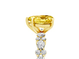 Yellow gold Heart Cut Yellow Sapphire Solitaire with Side Stones, Pave Band, Four-Prong Setting_65
