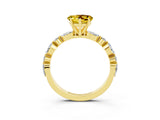 Yellow gold Heart Cut Yellow Sapphire Solitaire with Side Stones on a Pavé Band and Four-Prong Setting_27