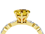Yellow gold Heart Cut Yellow Sapphire Solitaire with Side Stones on a Pavé Band and Four-Prong Setting_28