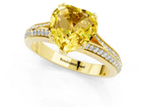 Yellow gold Heart Cut Yellow Sapphire Split Shank Engagement Ring with Pavé Band_25