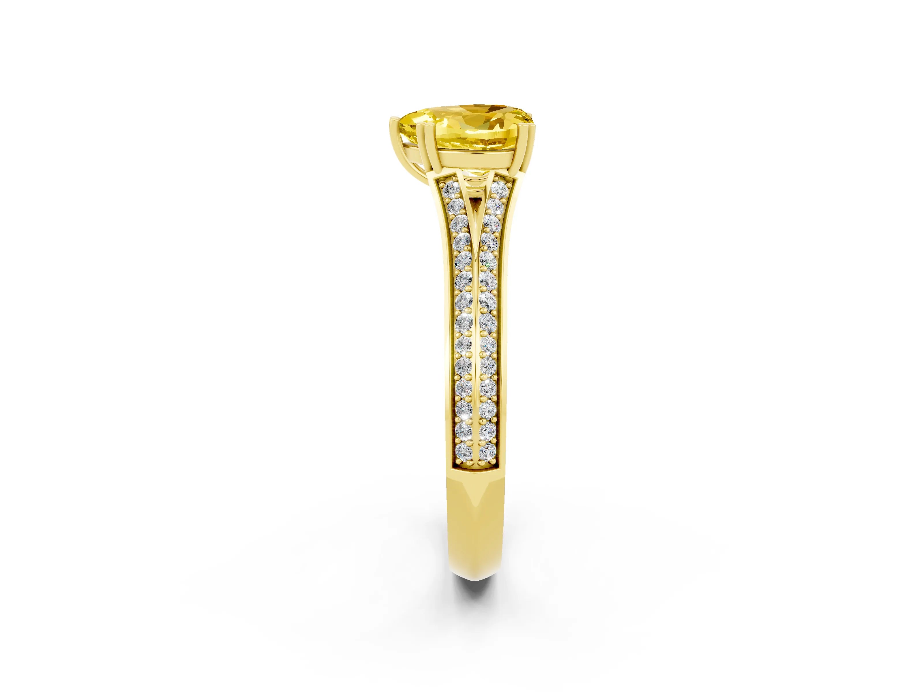 Yellow gold Heart Cut Yellow Sapphire Split Shank Engagement Ring with Pavé Band_26