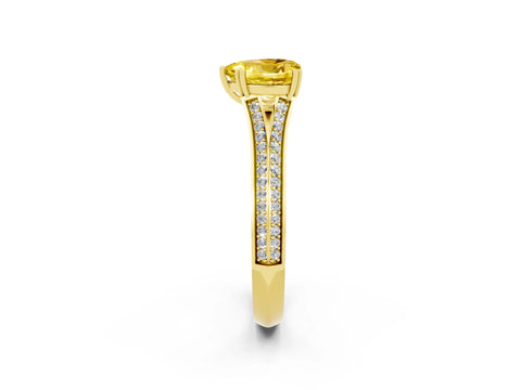 Yellow gold Heart Cut Yellow Sapphire Split Shank Engagement Ring with Pavé Band_26