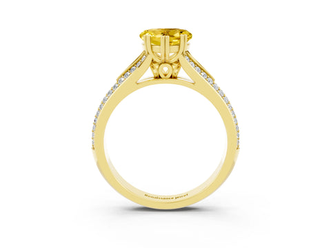 Yellow gold Heart Cut Yellow Sapphire Split Shank Engagement Ring with Pavé Band_27