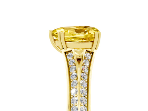 Yellow gold Heart Cut Yellow Sapphire Split Shank Engagement Ring with Pavé Band_29