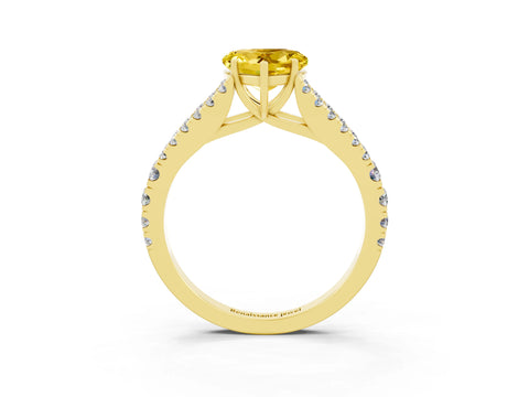 Yellow gold Heart Cut Yellow Sapphire Split Shank Pavé Engagement Ring with Four-Prong Setting_15