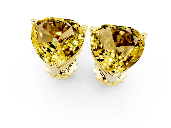 Yellow gold Heart Cut Yellow Sapphire Stud Earrings
