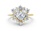 Yellow gold Heart Diamond Cluster Halo Ring with Solitaire Band and Four-Prong Setting_20