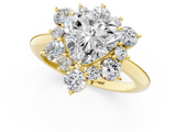Yellow gold Heart Diamond Cluster Halo Ring with Solitaire Band and Four-Prong Setting_21