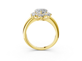 Yellow gold Heart Diamond Cluster Halo Ring with Solitaire Band and Four-Prong Setting_23