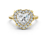 Yellow gold Heart Diamond Cluster Halo Solitaire with Four-Prong Setting_94