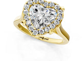 Yellow gold Heart Diamond Cluster Halo Solitaire with Four-Prong Setting_95