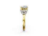 Yellow gold Heart Diamond Cluster Leaf Design Ring with Prong Setting_70