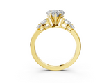 Yellow gold Heart Diamond Cluster Leaf Design Ring with Prong Setting_71
