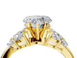 Yellow gold Heart Diamond Cluster Leaf Design Ring with Prong Setting_72