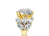 Yellow gold Heart Diamond Cluster Leaf Design Ring with Prong Setting_73