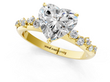 Yellow gold Heart Diamond Cluster Prong-Set Solitaire Ring_29