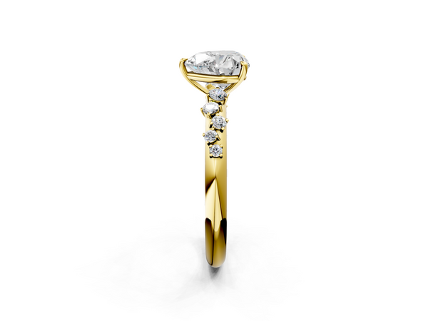 Yellow gold Heart Diamond Cluster Prong-Set Solitaire Ring
