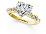 Yellow gold Heart Diamond Cluster Prong-Set Solitaire Ring_31