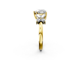 Yellow gold Heart Diamond Floral Cluster Ring with Solitaire Band and Prong Setting_77