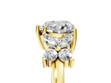 Yellow gold Heart Diamond Floral Cluster Ring with Solitaire Band and Prong Setting_80