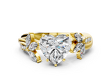 Yellow gold Heart Diamond Floral Vine Solitaire Engagement Ring_4