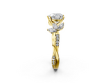 Yellow gold Heart Diamond Floral Vine Solitaire Engagement Ring_6