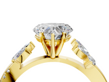 Yellow gold Heart Diamond Floral Vine Solitaire Engagement Ring_8