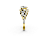 Yellow gold Heart Diamond Halo Ring with Marquise and Pavé Band in Prong Setting_68