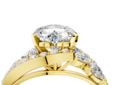 Yellow gold Heart Diamond Halo Ring with Marquise and Pavé Band in Prong Setting_70