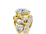 Yellow gold Heart Diamond Halo Ring with Marquise and Pavé Band in Prong Setting_71