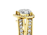 Yellow gold Heart Diamond Halo Ring with Split Shank Pavé Band and Four-Prong Setting_11