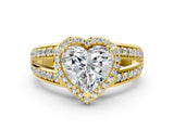 Yellow gold Heart Diamond Halo Ring with Split Shank Pavé Band and Four-Prong Setting_6