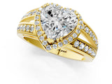 Yellow gold Heart Diamond Halo Ring with Split Shank Pavé Band and Four-Prong Setting_7