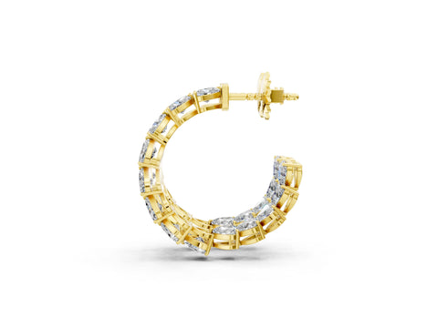 Yellow gold Heart Diamond Huggie Hoop Earrings_1