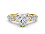 Yellow gold Heart Diamond Pavé Band Solitaire Ring with Four-Prong Setting_49