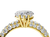 Yellow gold Heart Diamond Pavé Band Solitaire Ring with Four-Prong Setting_53