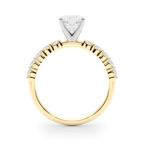 Yellow gold Heart Diamond Pavé Band Solitaire with Four-Prong Setting 1