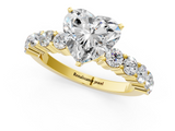 Yellow gold Heart Diamond Pavé Band Solitaire with Four-Prong Setting_17