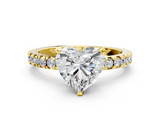 Yellow gold Heart Diamond Pavé Band Solitaire with Four-Prong Setting_182